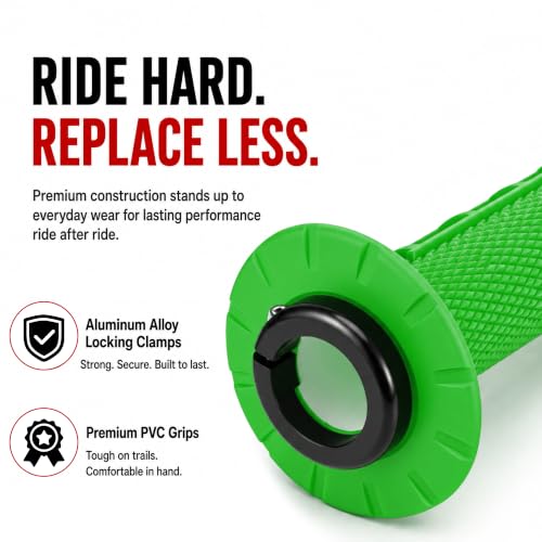 Motorcycle Lock-on Grips 7/8”Handlebar Handle Green - color: green