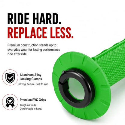 Motorcycle Lock-on Grips 7/8”Handlebar Handle Green - color: green