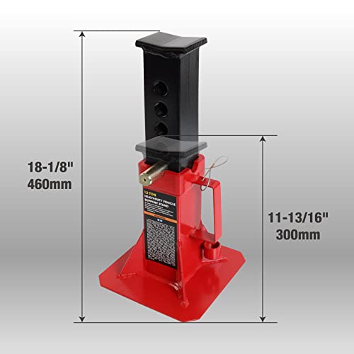BIG RED ATZ120005R Torin Heavy Duty Pin Type Professional Car Jack Stand with Lock, 12 Ton (26,400 lb) Capacity, Red, 1 Pair - size: 12 ton, style: Basic Base