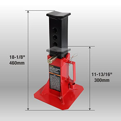 BIG RED ATZ120005R Torin Heavy Duty Pin Type Professional Car Jack Stand, Red, 1 Pair & TA92006 Torin Pneumatic Air Hydraulic Bottle Jack with Manual Hand Pump, 20 Ton (40,000 lb), Red