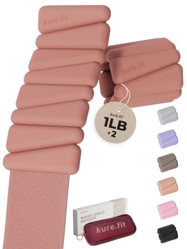 Pilates Wrist & Ankle Weights | Adjustable Weighted Bangles | 1/2/3LB Each - color: Peach, size: 1 LB