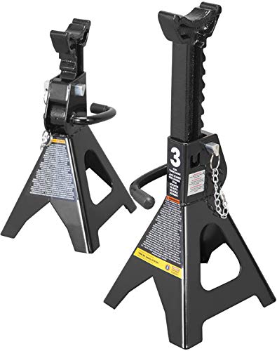 Torin 3 Ton (6,000 LBs) Capacity Double Locking Steel Jack Stands, 2 Pack, Black, AT43002AB - size: 3 TON, style: Double Locking
