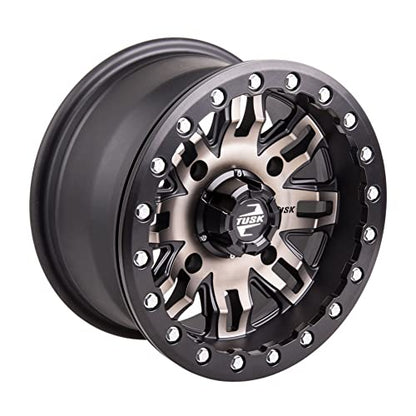 TUSK 4/156 Teton Beadlock Wheel 14x7 4.0 + 3.0 Smoke/Black for Kawasaki Mule Pro-FXT 820 2015-2023