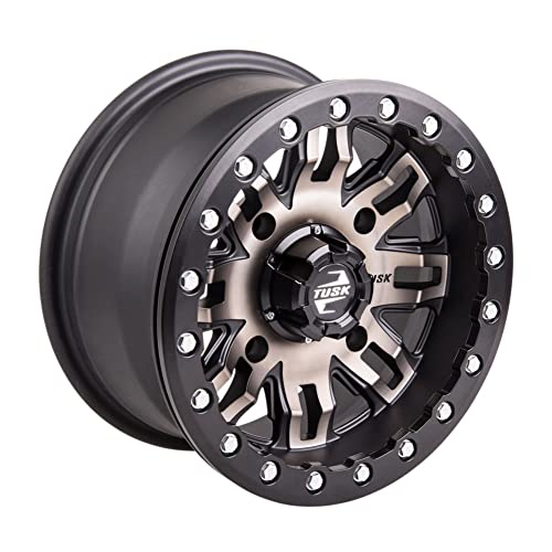 4/137 Tusk Teton Beadlock Wheel 14x7 5.0 + 2.0 Smoke/Black For Can-Am Maverick X3 DS Turbo 64 Inch 2021-2025