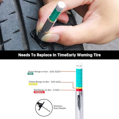 82PCS Tire Repair Screws, Heavy Duty Tire Plug Kit Screw Type, Screw in Plugs, Vacuum Rubber Nails, Tubeless Patch Kit for Car Motorcycle Truck SUV with Tread Depth Gauge