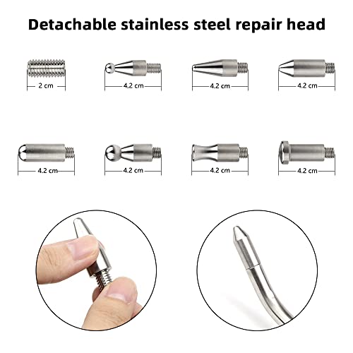 LadyRosian Paintless Dent Repair Tools 5 Pieces of Dent Removal Rods with Awl Head Dent Removal Kit Car Auto Body Dent Removal of Hail Dents and Door Ding - color: R rods kit