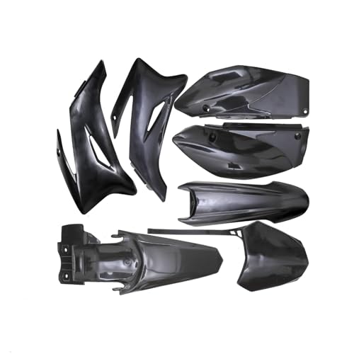 7pcs Complete Plastics Fender Kit + Front Fender Bracket for TTR110, TTR110E, SSR125TR, SDG 140cc-170cc Dirt Pit Bikes, Motorcycle Body Work Fairing Kit, Pre-Drilled, Easy Install (Black) - color: Black