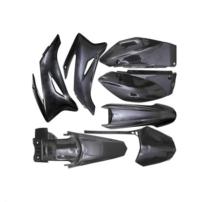 7pcs Complete Plastics Fender Kit + Front Fender Bracket for TTR110, TTR110E, SSR125TR, SDG 140cc-170cc Dirt Pit Bikes, Motorcycle Body Work Fairing Kit, Pre-Drilled, Easy Install (Black) - color: Black