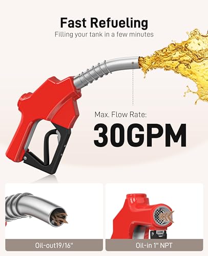 Automatic 1 inch Diesel Fuel Nozzle High Spout Car Fuel Filling Nozzle - color: 1pack Red, size: 1'' NPT without Swivel