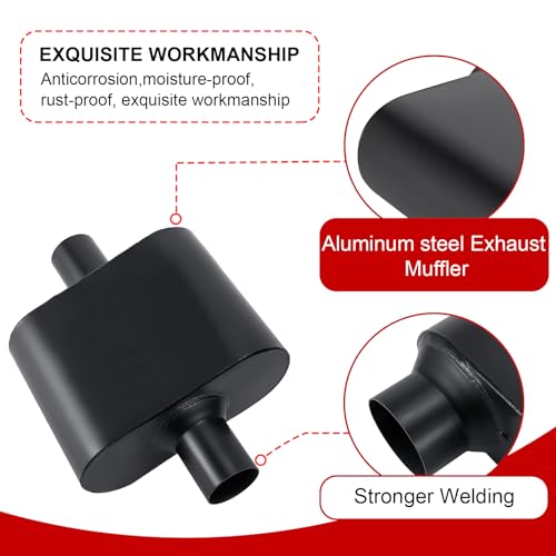 3in Mufflers Single Chamber 3" Universal Muffler Performance Exhaust Muffler 3 inch inlet (ID) 3 inch outlet (ID),Aggressive Deep Sound,Black(3" center in/out) - size: 3" center in | 3" center out | overall 13", style: Center in | Center out