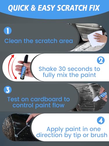 SYOAUTO Gray Car Touch Up Paint Auto Touch Up Paint 0.4 oz Gray Automotive Scratch Repair Pen Brush and Tip 2 in 1 - color: Gray