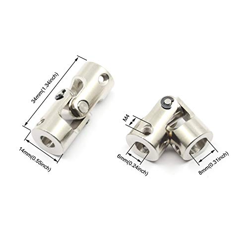 2 Pcs 6mm to 8mm Universal Joint Shaft Coupling for Motor - size: 6-8mm