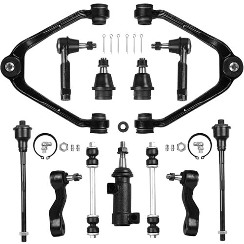 KUIPERAUTO 13PCS Front Suspension Kit Compatible with 1999-2006 Chevy Avalanche Silverado Tahoe GMC Yukon Sierra 1500 Compatible with 2002-2006 Cadillac Escalade Upper Control Arms - style: Front Upper 13PCS