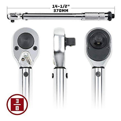 Powerbuilt 3/8-Inch Micrometer Torque Wrench, 5-80 Foot/Pounds and 0.7-11.2 Meter/Kilograms, Reversible Ratchet Clicks, Lockable - 644998 - size: 3/8 in.