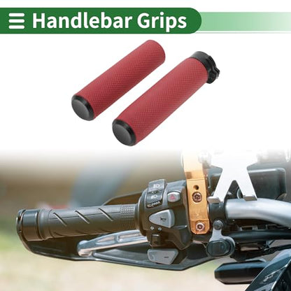 Motoforti Hand Grips Cover Kit 1" 25mm 1.1" 28mm for Motorcycle Scooter - color: Dark Red