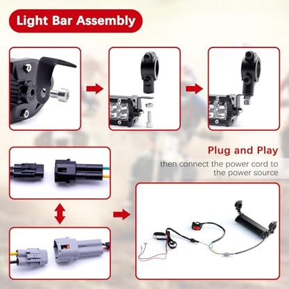Dirt Bike Light Bar, 60W 2500LM Motorcycle Headlight Bar Kit Switch