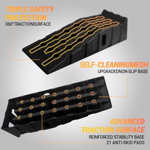 2 Pack Car Ramps for Oil Changes and Lfit, 16000 Lbs Capacity Heavy-Duty Car Lifts for Home Garage or Shop Portable 6.8 Inch Lift Car Ramps with Anti Slip Grooves