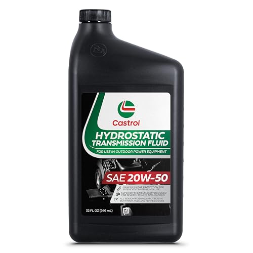 Castrol SAE 20W50 Hydrostatic Transmission Fluid for Use in Outdoor Power Equipment – API GL-4 – 12 Pack (1 Quart)