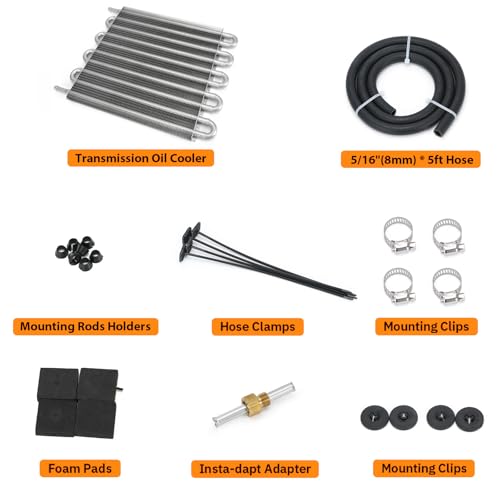 Universal 5/16" Transmission Oil Cooler Kit Aluminium alloy 10 Pass Tube & Fin Sliver - color: Sliver, size: 10 Pass