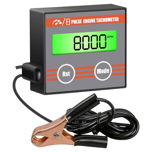 Small Engine Hour Meter, Digital Tachometer Tach Gauge, Backlit - color: Orange