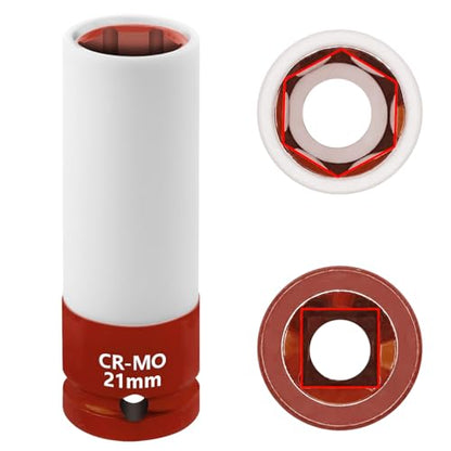 21mm 1/2"Drive Wheel Protector Impact Socket, Lug Nut Impact Socket - size: 21MM
