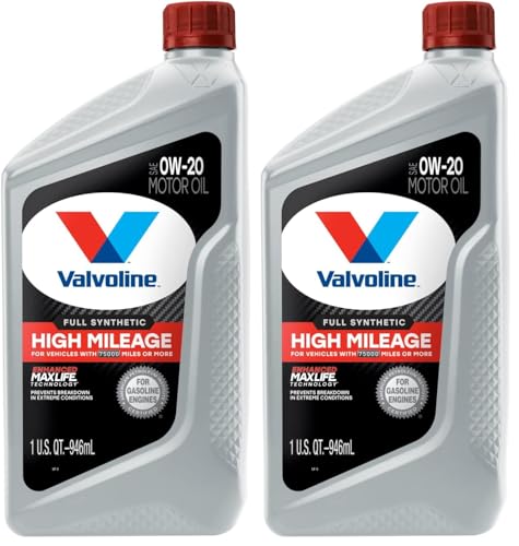 Valvoline Full Synthetic High Mileage with MaxLife Technology SAE 0W-20 Motor Oil 1 QT (Packaging May Vary) (Pack of 2) - size: 1 qt (Pack of 2), style: Full Synthetic High Mileage