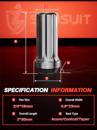 Sposuit 32 Pcs M14x1.5 Chrome Lug Nuts, 19mm Hex for GMC, Chevrolet, Ram - color: Chrome, size: M14x1.5, style: 32 Pcs SplineDrive