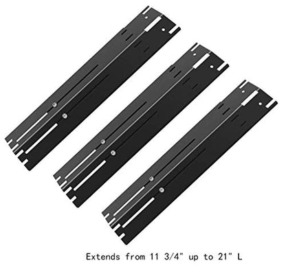 Universal Adjustable Grill Heat Plate Replacement for Gas Grill, Porcelain Steel Heat Plate Shield, Flavorizer Bar, Extends from 11.75" Up to 21" L (Pack of 3) - size: Pack of 3