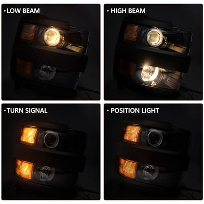 Headlight Fit for Chevy Silverado 2500HD 3500HD 2015-2019 Right - color: Black Housing, size: Right Passenger Side