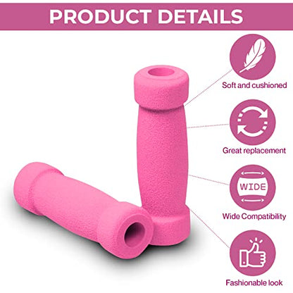 AlveyTech Handlebar Foam Grip Set - Replacement Hand Grips for Razor, Radio Flyer, Kids Kick Scooter, ATV, E-Bicycle, Electric Folding Scooters, Mountain Mini Bike Parts, fits Any 9/16" Bore Handle - color: Pink