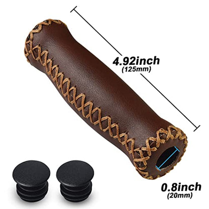 SOLODRIVE Bike Handlebar Grips, Vinyl Leather Grips for Beach Cruiser Bike - color: Deep Brown