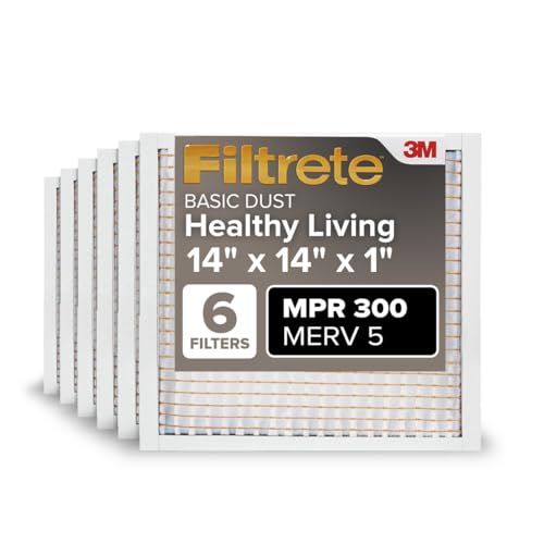 Filtrete 14x14x1 Air Filter, MERV 5, MPR 300, 6 HVAC Filters - size: 14x14x1