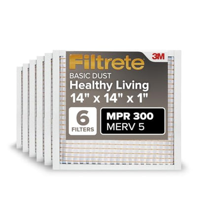 Filtrete 14x14x1 Air Filter, MERV 5, MPR 300, 6 HVAC Filters - size: 14x14x1