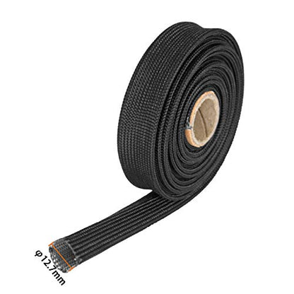 Heat Hose Fiberglass Wrap Shield Sleeve- 1/2" ID x 10'Black Adjustable Hose Heat Shield Spark Plug Wire fuel line Roll For Car Wire Loom cable Brake Line Cable - size: 1/2" ID x 10'