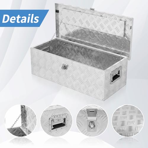 30 Inch Aluminum Truck Bed Tool Box with Side Handles, Lock - color: Silver, size: 30"