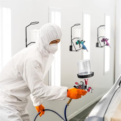 YUZES Gravity Feed Spray Gun Holder, 100 Paint Strainers, Bench/Wall Mount