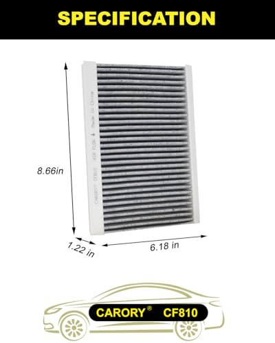 CARORY Cabin Air Filter w/Activated Carbon for Jeep Compass (2017-2026), Renegade (2015-2024), Fiat 500X (2016-2023), 500L (2014-2020), Dodge Hornet (2023-2025), OE# 68267921AA, CF11810, CF810 - size: 6.2" x 8.7" x 1.2"