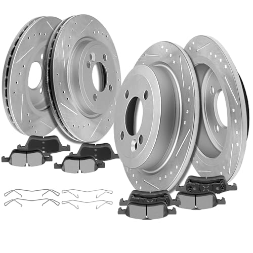 SCITOO Brake Kits 4pcs Brake Discs Rotors and 8pcs Ceramic Brake Pads - size: 34231+D939 & 34232+D1060 [4+8PCS]