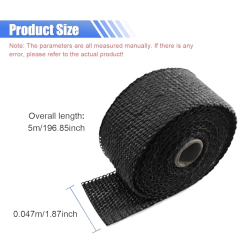 BDZMC 2" x 16 Ft Motorcycle Exhaust Heat Wrap Roll (Black) - color: Black