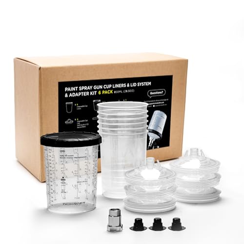 InoKraft 28 oz Paint Cup Kit with Adapter, 6 Liners + 1 Hard Cup - size: 28 oz Starter Kit (6-pack)+adapter