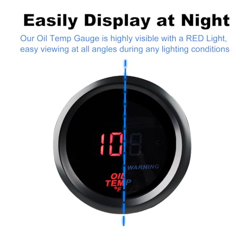 2inch 52mm Oil Temp Temperature Gauge Meter 104-302℉ DC12V with Sensor - color: Oil Temp Gauge
