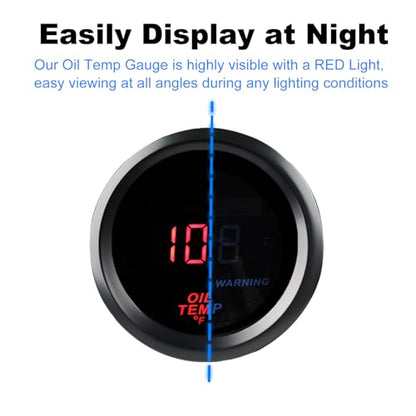 2inch 52mm Oil Temp Temperature Gauge Meter 104-302℉ DC12V with Sensor - color: Oil Temp Gauge