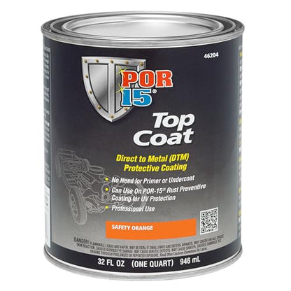 POR-15 Top Coat Paint, Direct to Metal Paint, Long-term Sheen and Color Retention, 32 Fluid Ounces, Safety Orange