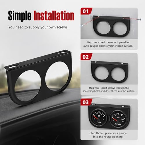 Dual Hole Mount Panel for Auto Gauges,52mm 2-1/16" Mount for Automotive Gauges for DIY Installation,Professional Mounts Panel for Car Gauge for Avoiding Accidental Loosening