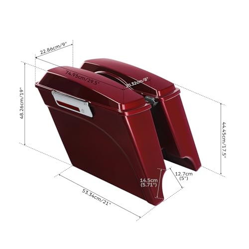 Green-L ABS 5" Stretched Saddlebag Fit for Harley Touring 1993-2013 - color: Red 2#
