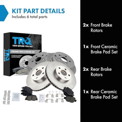 TRQ Front and Rear Ceramic Brake Pad and Rotor Set - style: BKA11257
