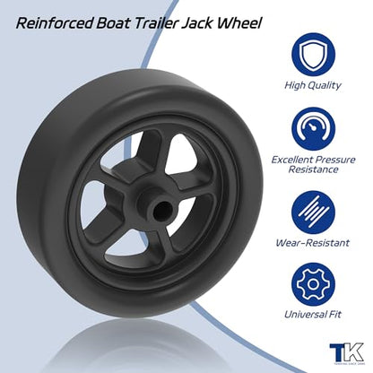 1500lbs 6" Trailer Jack Swivel Caster Replacement with Spoked Wheel - color: Black