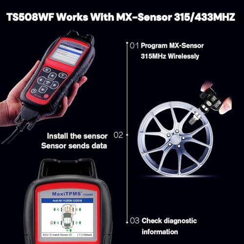 Autel MaxiTPMS TS508WF TPMS Relearn Tool, Upgrade of TS508 / TS408 TPMS Tool, Activate/Relearn All Sensors, Program Autel Sensors, TPMS Reset/Diagnosis, Read/Clear TPMS Code, Free Lifetime Update