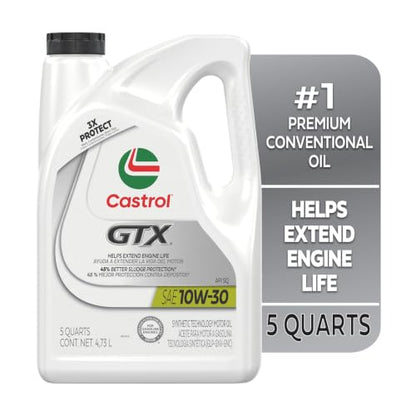 Castrol GTX 10W-30 Conventional Motor Oil, 5 Quarts, Pack of 3 - size: 5 Quarts, Pack of 3