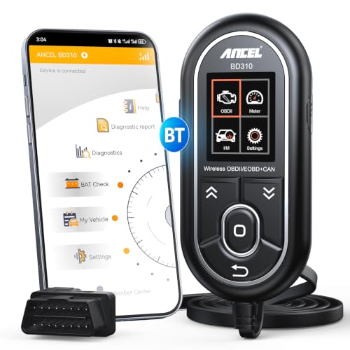 ANCEL BD310 Bluetooth OBD2 Scanner, 2-in-1 Car Diagnostic Scan Tool & Code Reader with App, Battery Test, Trip Analysis, Performance Test, for iPhone & Android, All 1996+ Vehicles